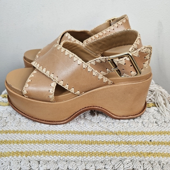 LOEFFLER RANDALL Mae Cross Strap Platform Sandals with Crochet Stitch Size 9B - Picture 8 of 12